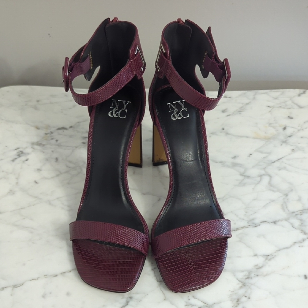NY&C Burgundy Strappy Heels